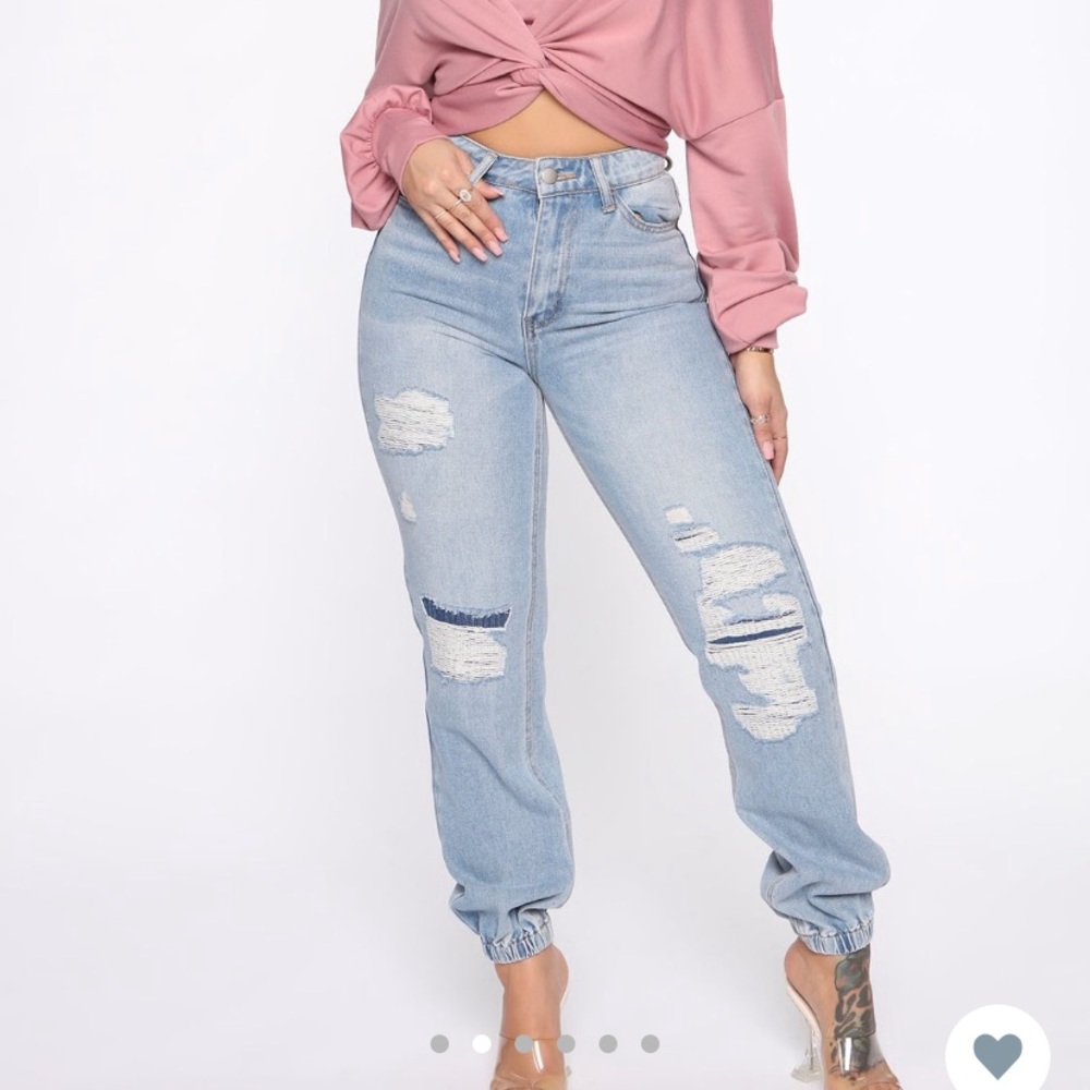 Broken In Denim Joggers-Light wash